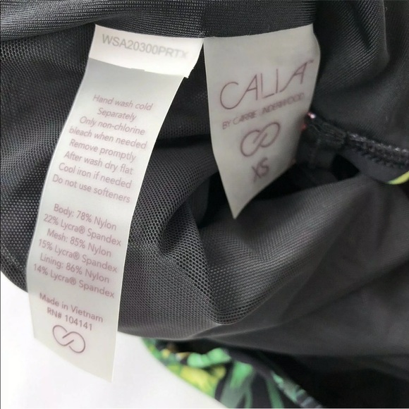 Calia Paradise Palm Black Strappy Ruched Takini Bathing Suit Top - Picture 8 of 8